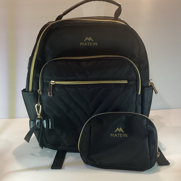 Matein Handbags - Matein Black Backpack and Pouch Set